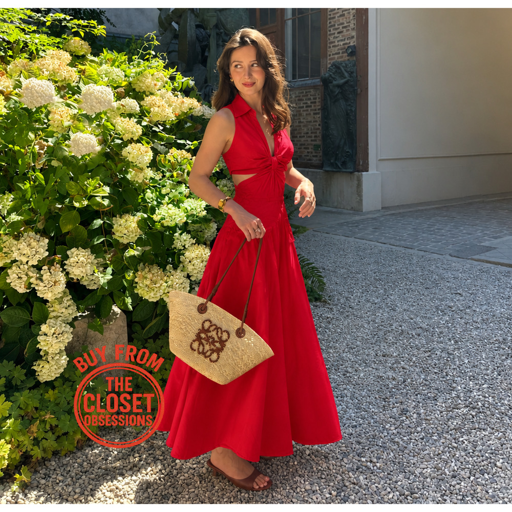 Mango NWT Red Cotton Cutout A-Line Maxi Dress 6 8 - Picture 8 of 16